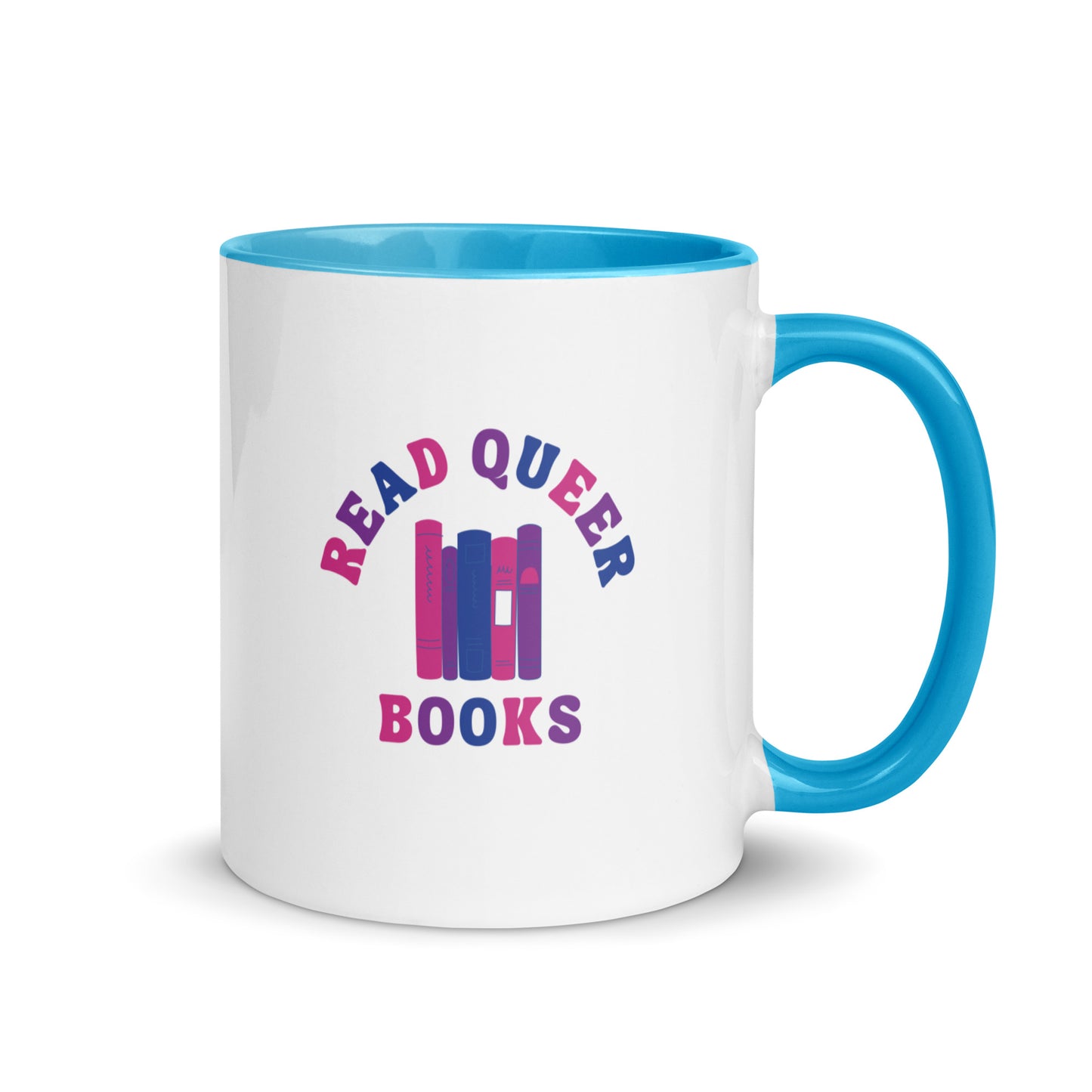 Read Queer Books (Bisexual Colors) Mug with Color Inside