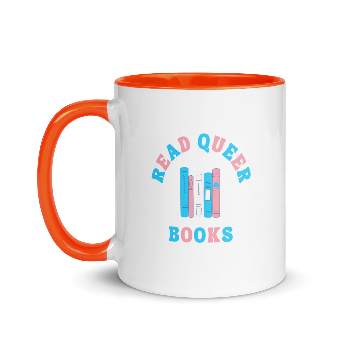 Read Queer Books (Transgender Colors) Mug with Color Inside