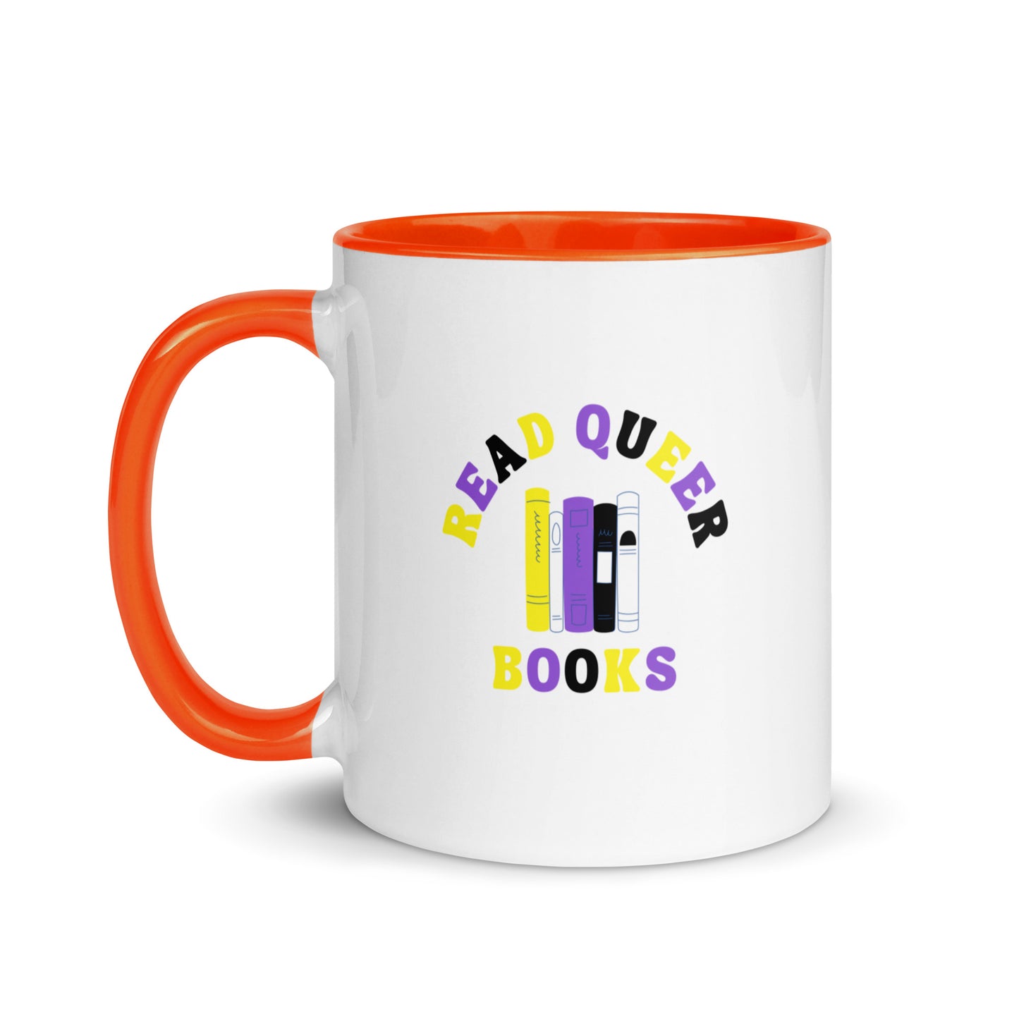Read Queer Books (Nonbinary Colors) Mug with Color Inside