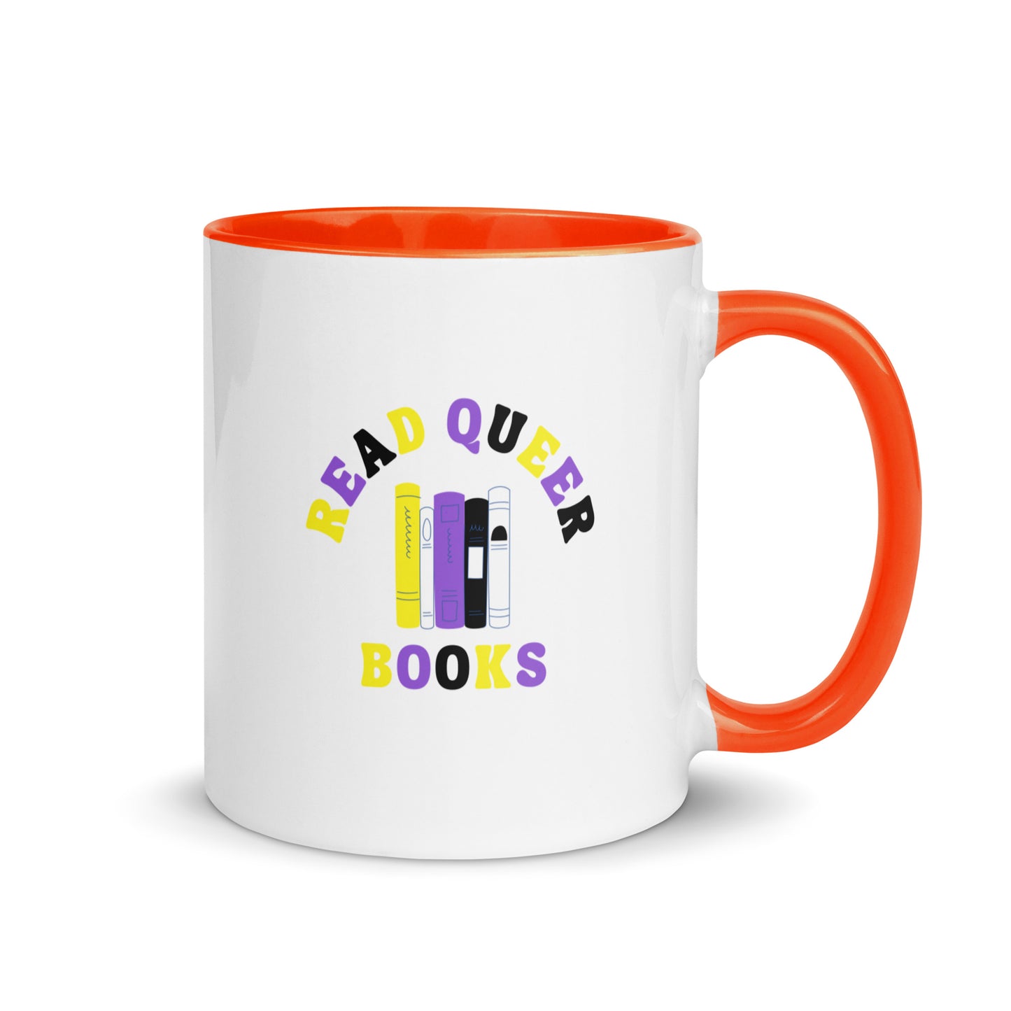Read Queer Books (Nonbinary Colors) Mug with Color Inside