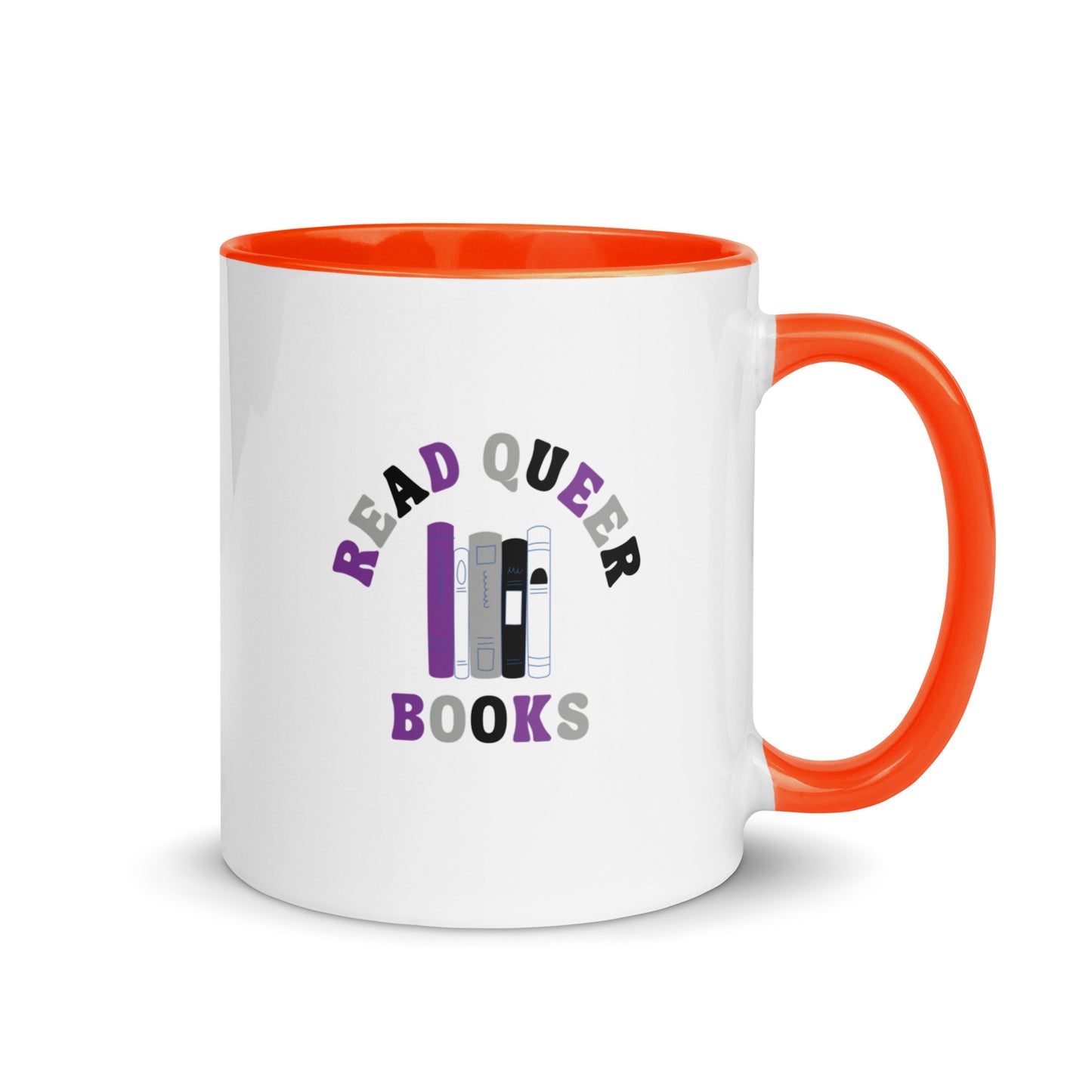 Read Queer Books (Asexual Colors) Mug with Color Inside