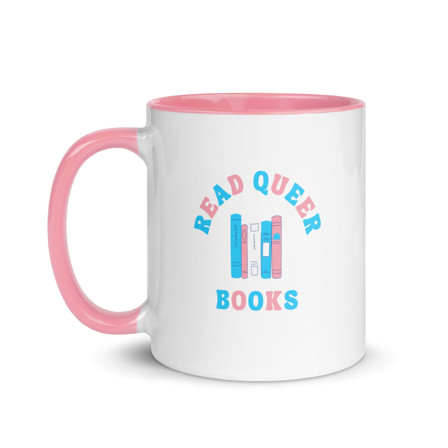 Read Queer Books (Transgender Colors) Mug with Color Inside