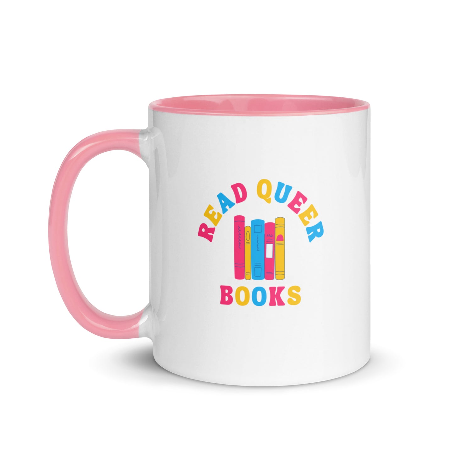 Read Queer Books (Pansexual Colors) Mug with Color Inside