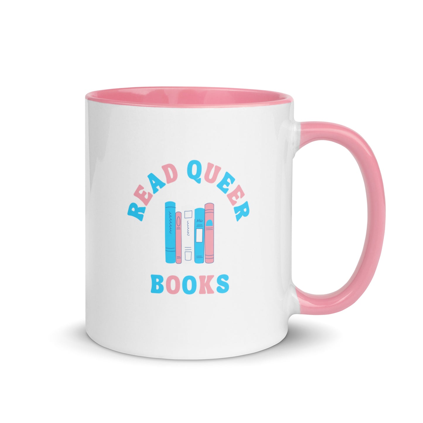 Read Queer Books (Transgender Colors) Mug with Color Inside