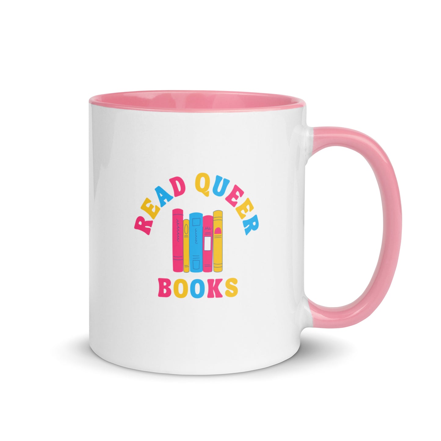 Read Queer Books (Pansexual Colors) Mug with Color Inside
