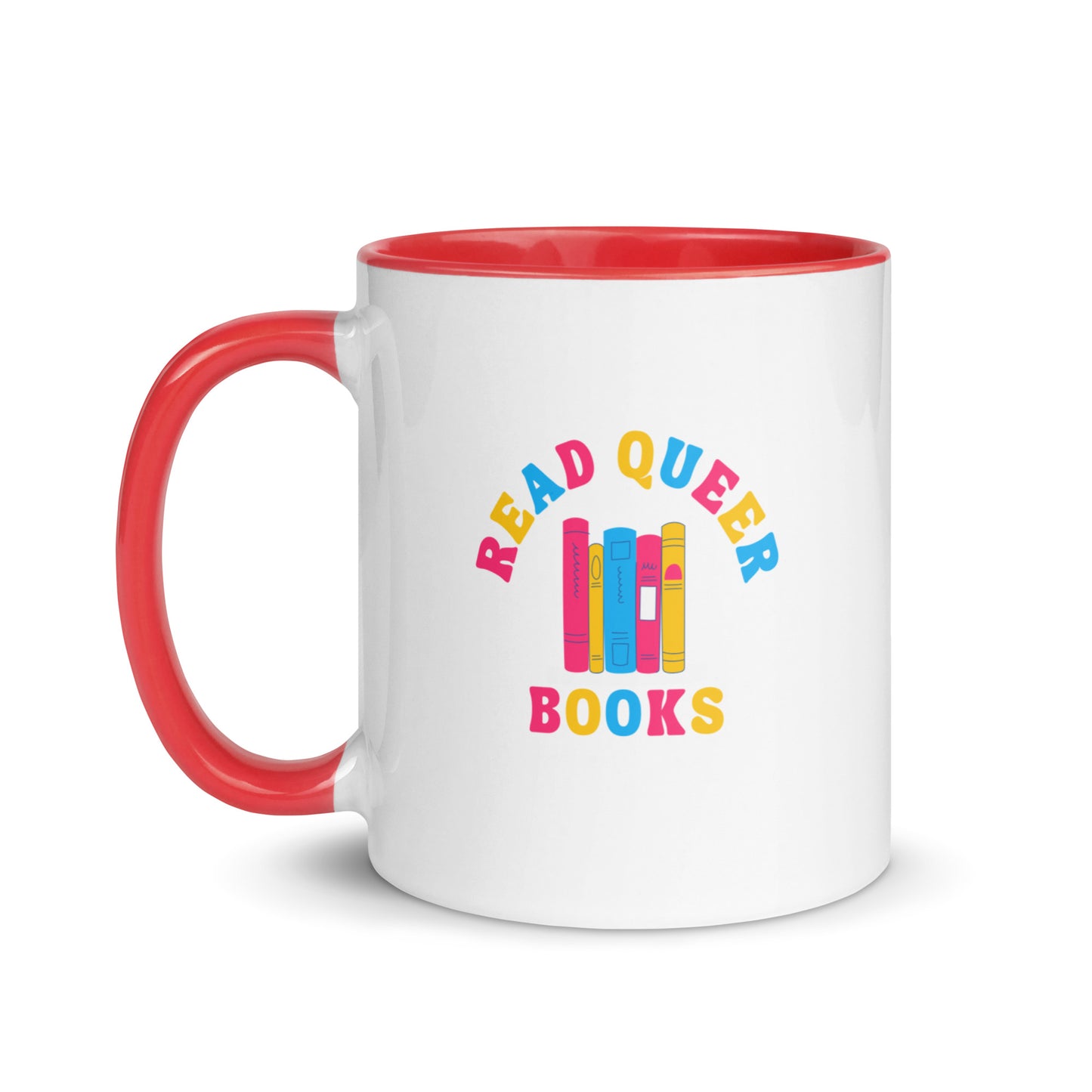 Read Queer Books (Pansexual Colors) Mug with Color Inside
