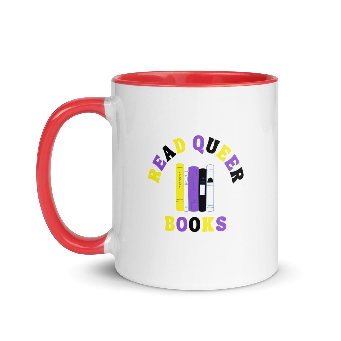 Read Queer Books (Nonbinary Colors) Mug with Color Inside