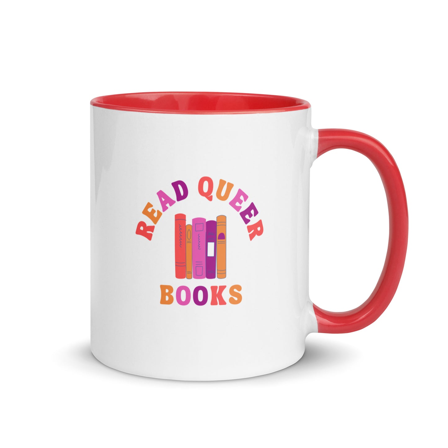 Read Queer Books (Lesbian Colors) Mug with Color Inside