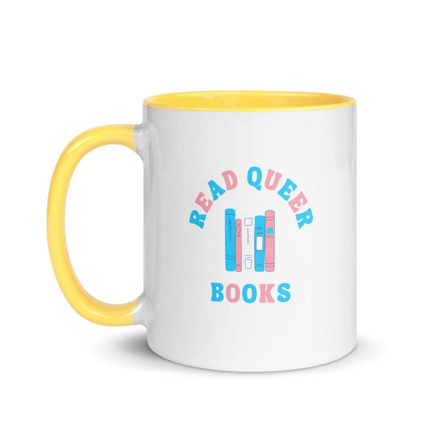 Read Queer Books (Transgender Colors) Mug with Color Inside