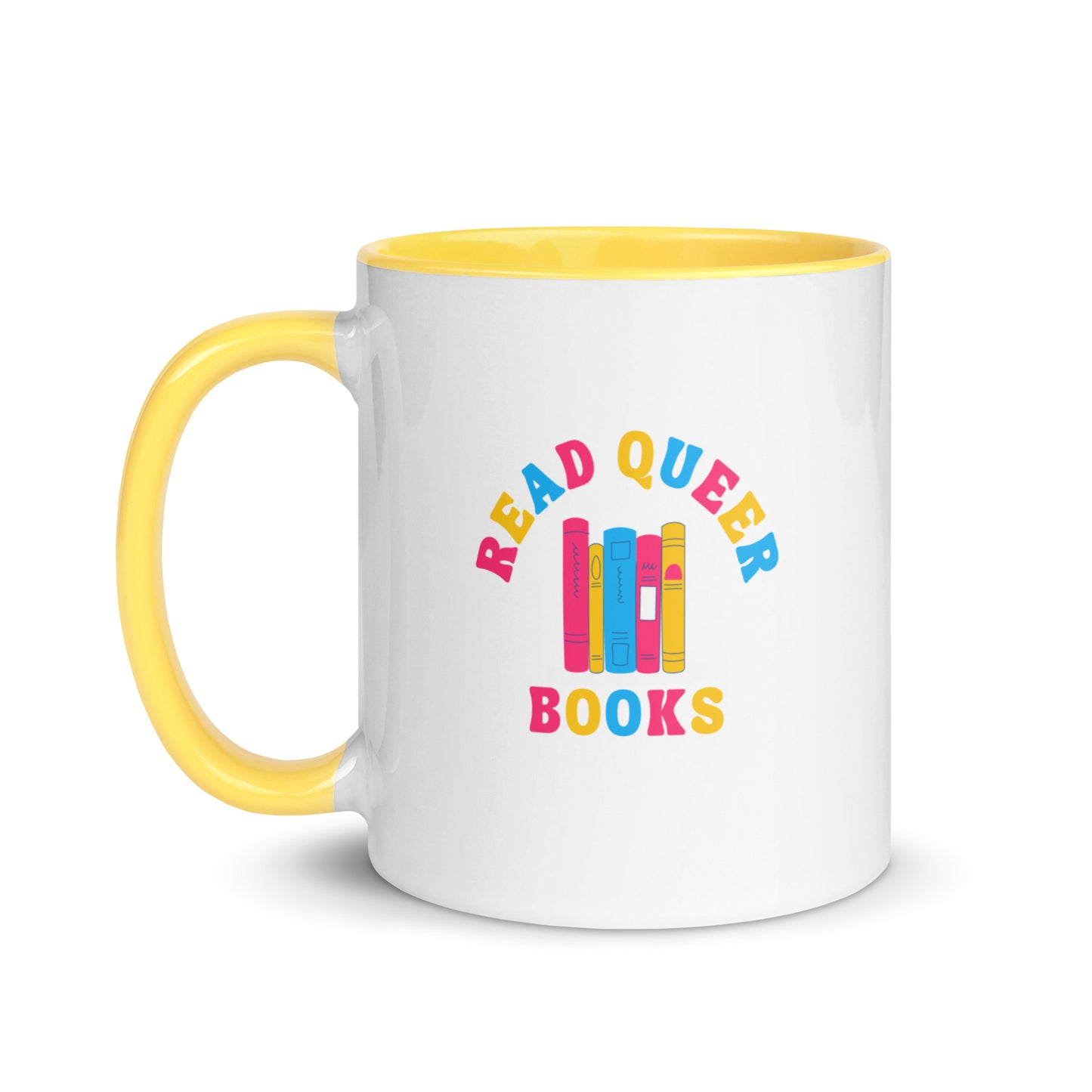 Read Queer Books (Pansexual Colors) Mug with Color Inside