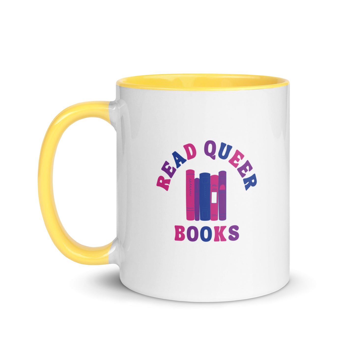 Read Queer Books (Bisexual Colors) Mug with Color Inside