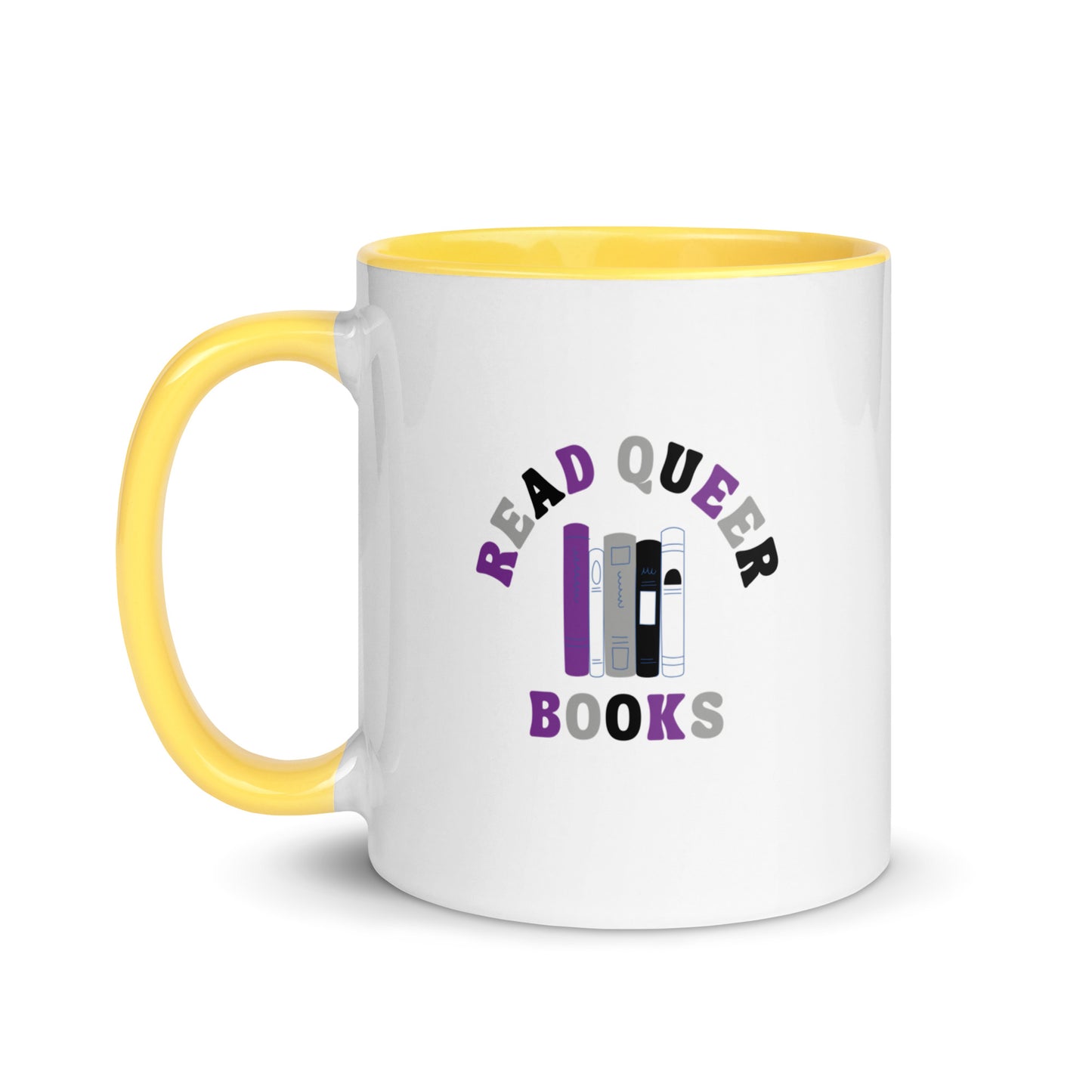 Read Queer Books (Asexual Colors) Mug with Color Inside