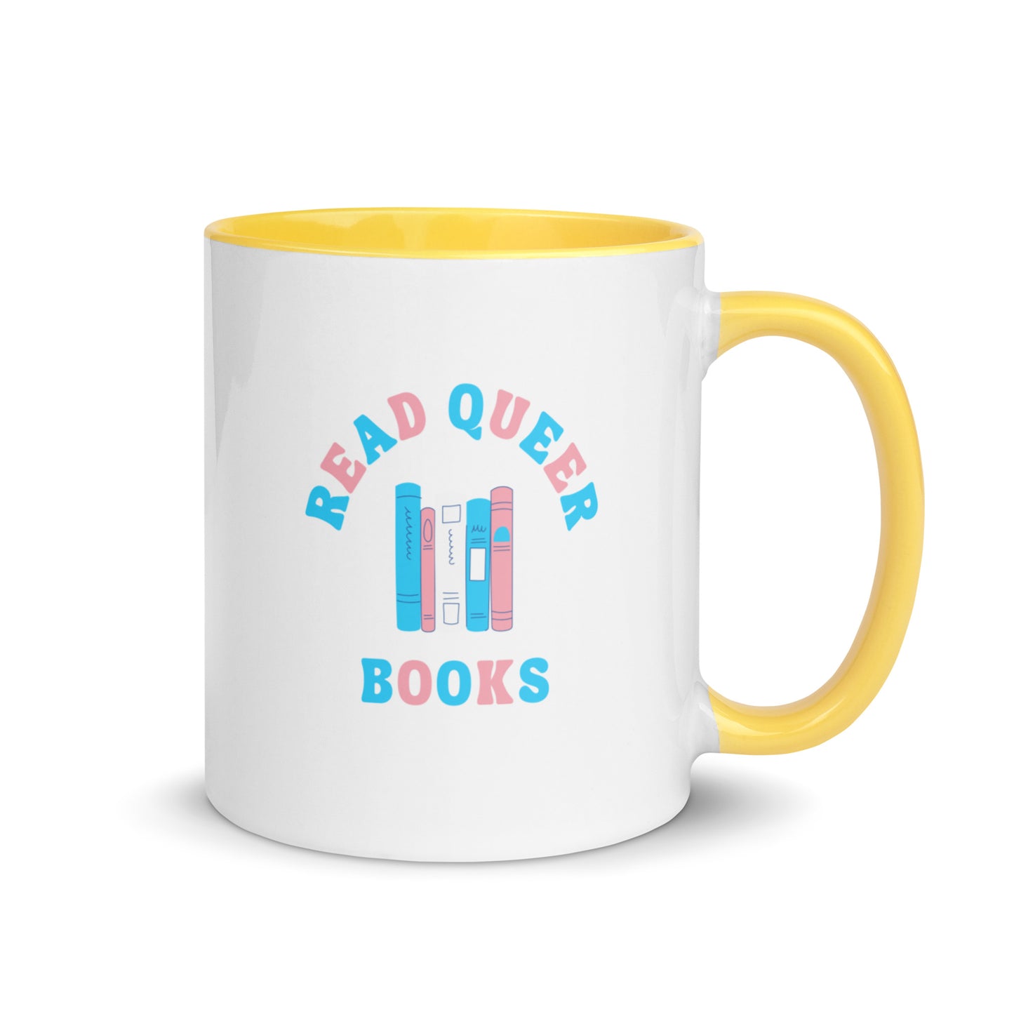 Read Queer Books (Transgender Colors) Mug with Color Inside