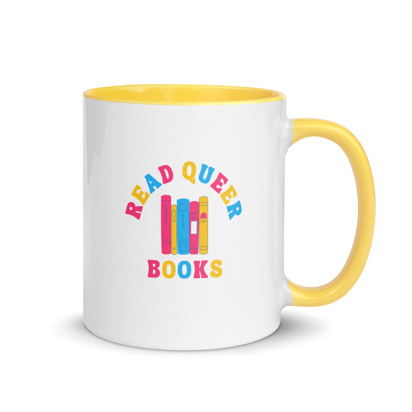 Read Queer Books (Pansexual Colors) Mug with Color Inside