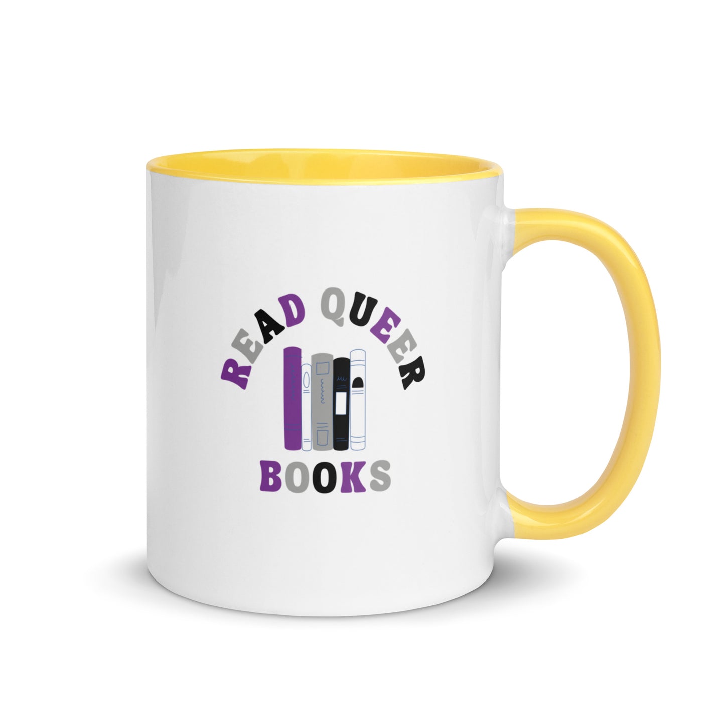 Read Queer Books (Asexual Colors) Mug with Color Inside