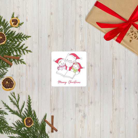 Meowy Christmas Sticker 3"x3" - The Spinster Librarian Shop