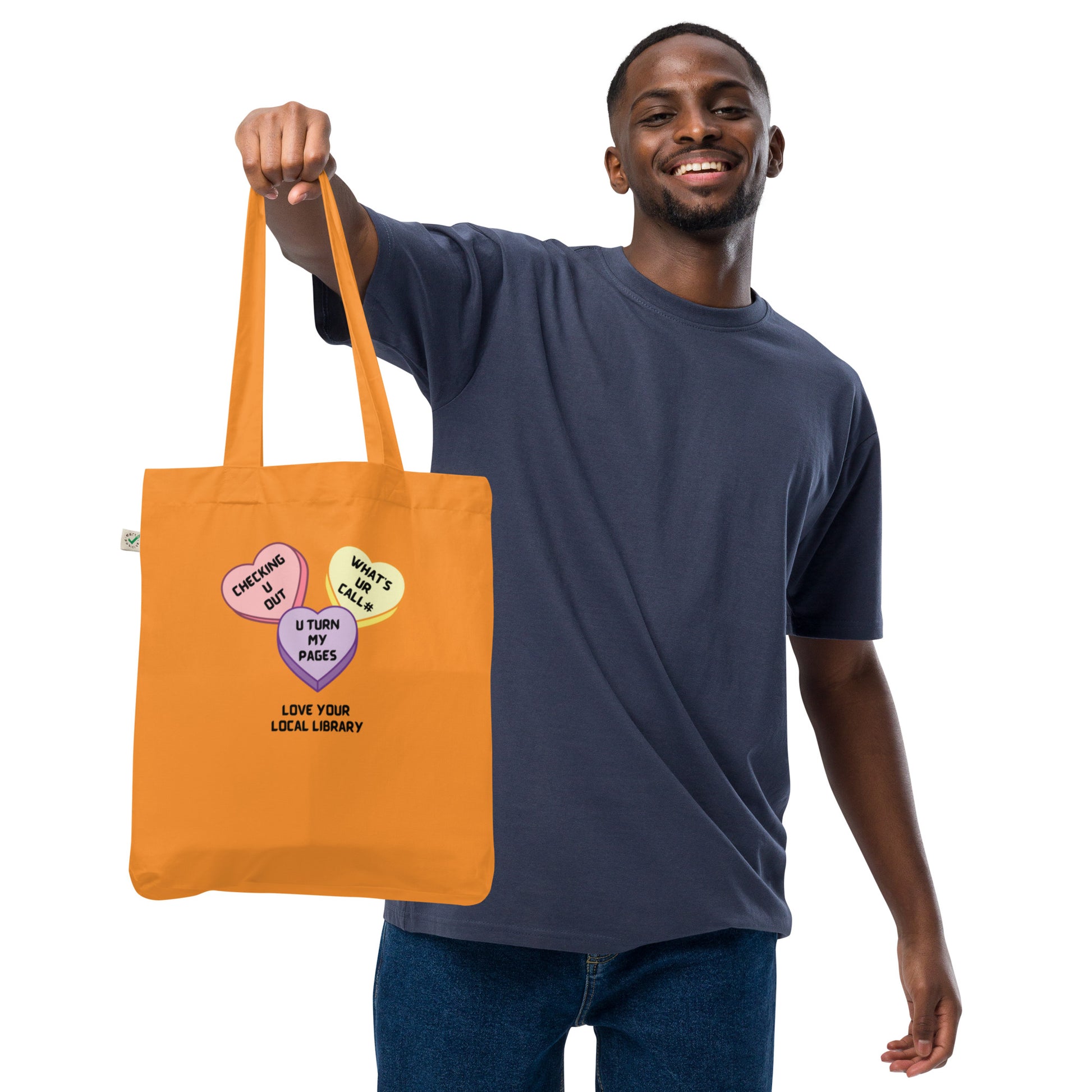 Love Your Local Library Candy Hearts Organic Fashion Tote Bag - The Spinster Librarian Shop