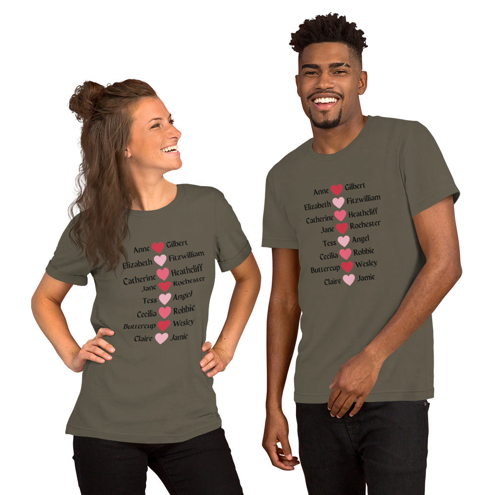 Literary Couples-Straight Unisex T-shirt - The Spinster Librarian Shop