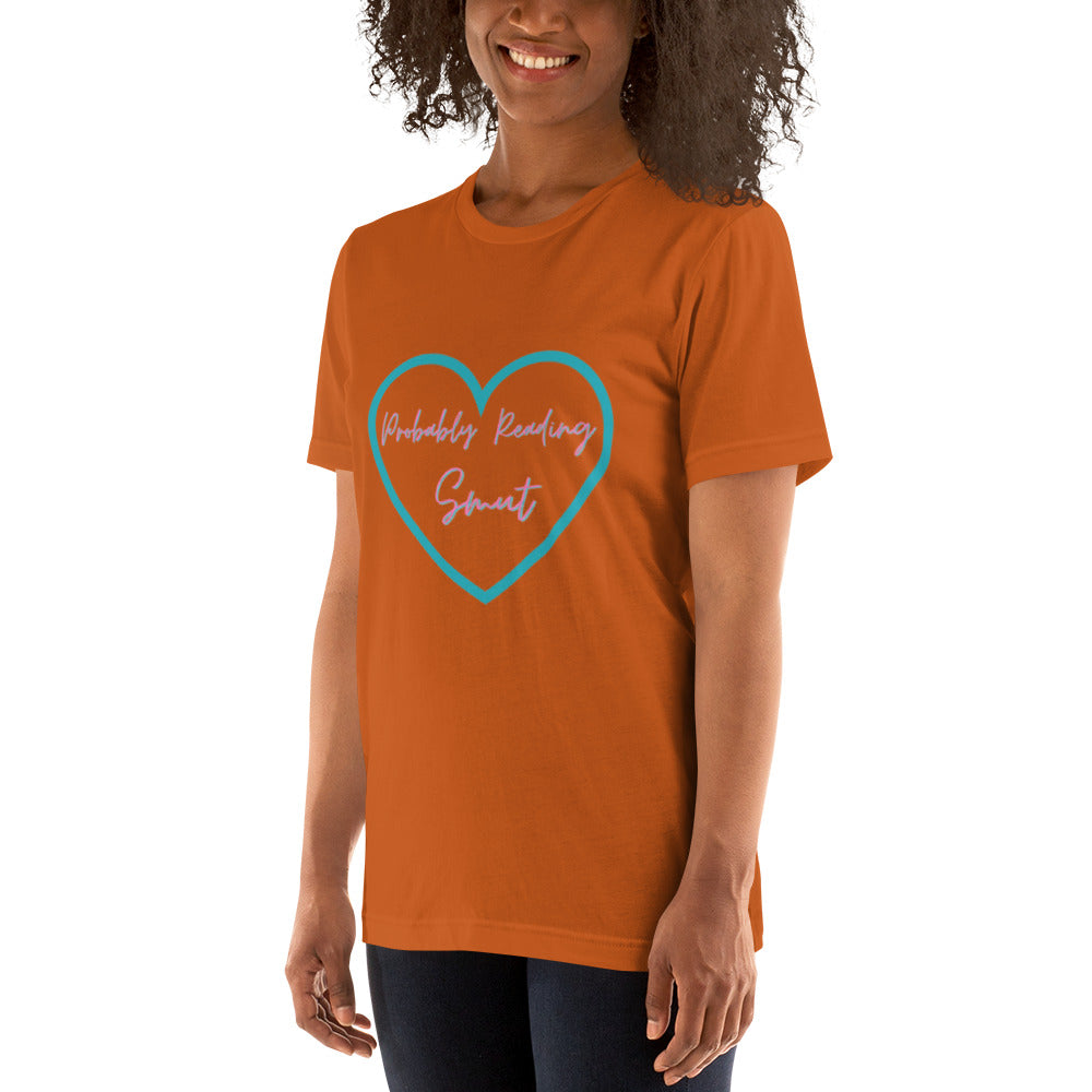 Probably Reading Smut (Pink & Teal) Unisex T-Shirt - The Spinster Librarian Shop