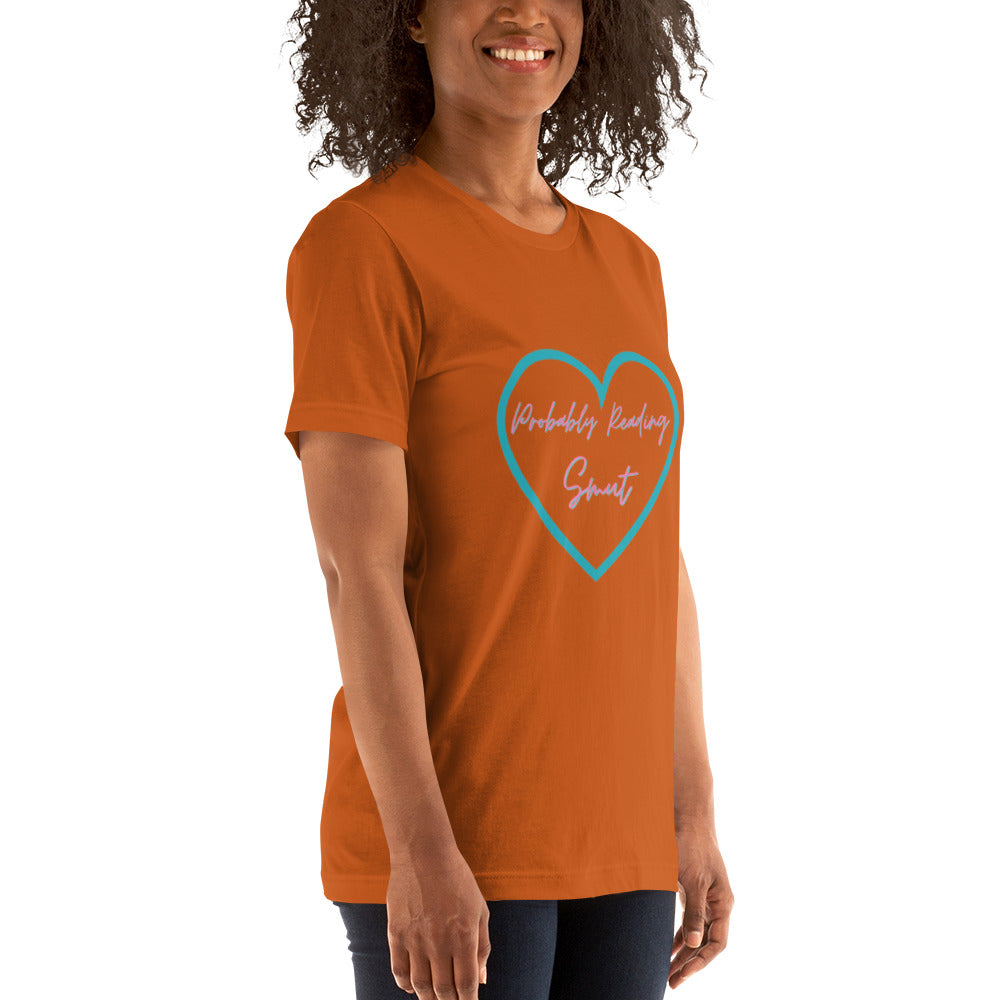 Probably Reading Smut (Pink & Teal) Unisex T-Shirt - The Spinster Librarian Shop