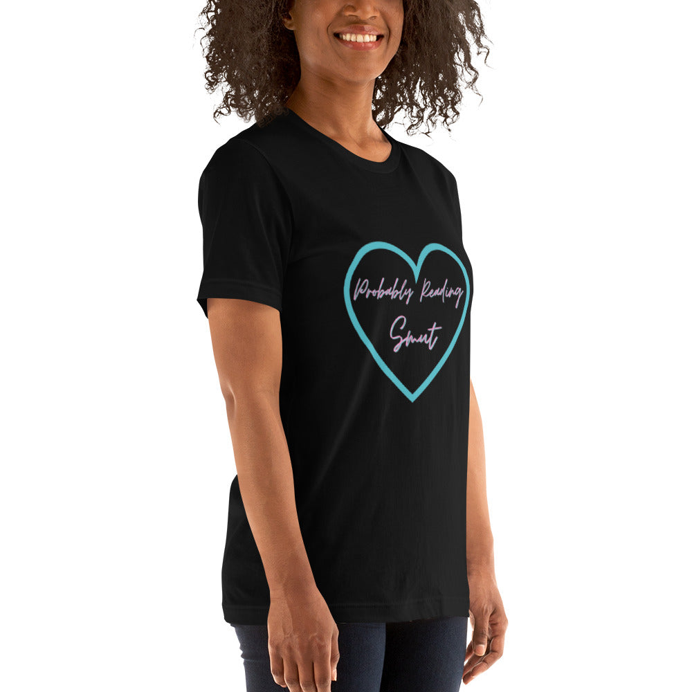 Probably Reading Smut (Pink & Teal) Unisex T-Shirt - The Spinster Librarian Shop