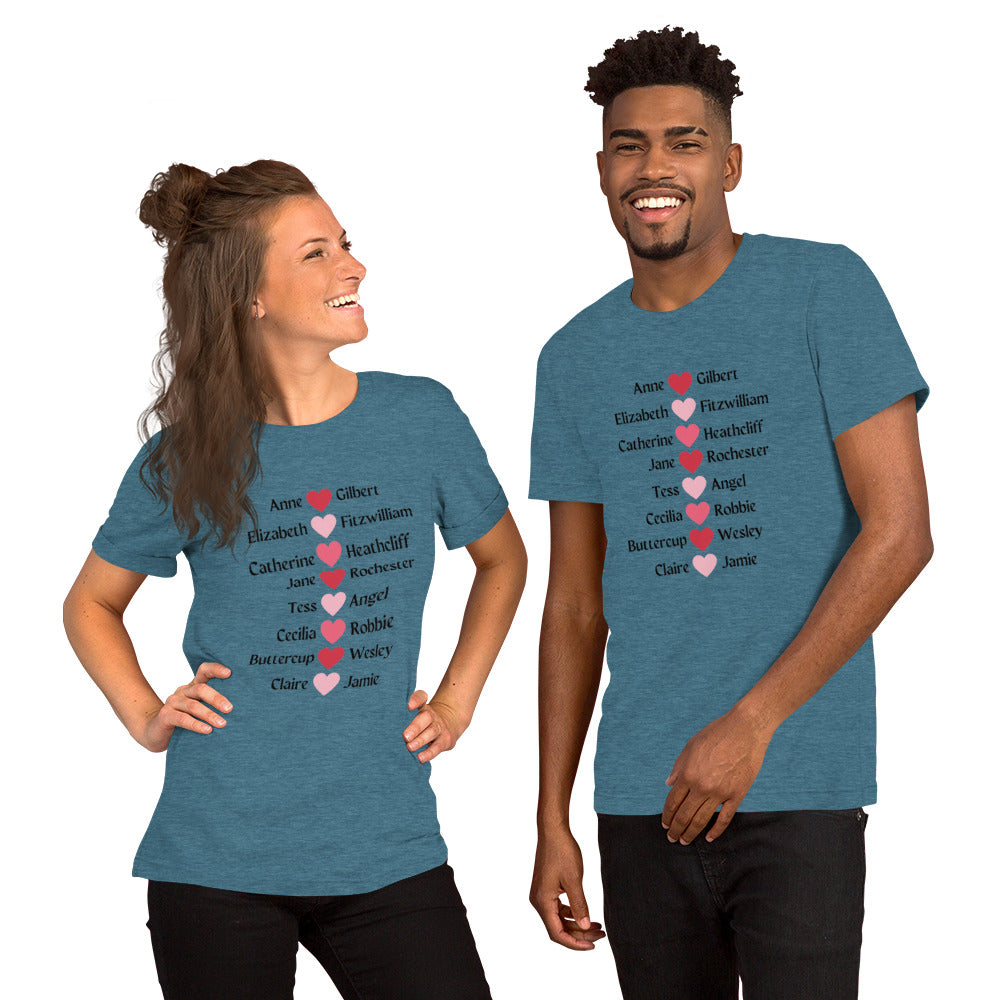 Literary Couples-Straight Unisex T-shirt - The Spinster Librarian Shop