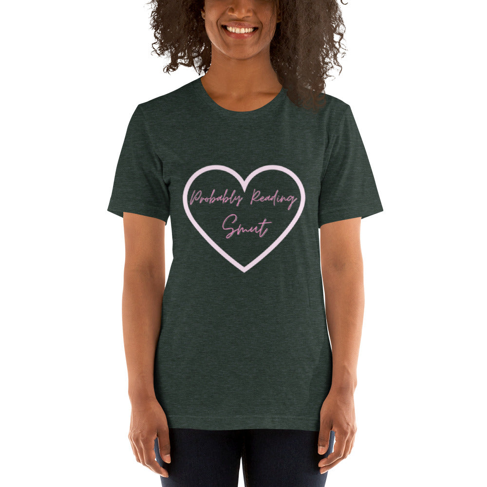 Probably Reading Smut (Pink & Pink) Unisex T-Shirt - The Spinster Librarian Shop