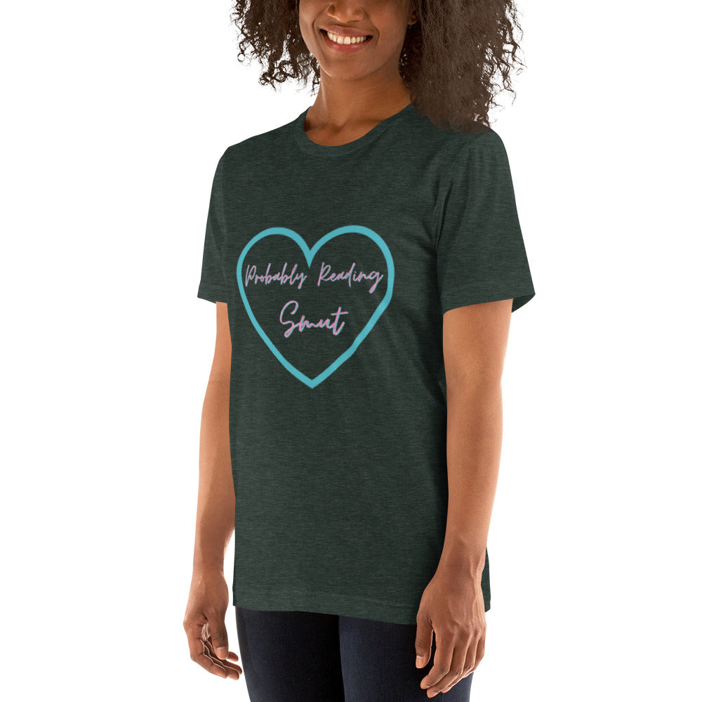 Probably Reading Smut (Pink & Teal) Unisex T-Shirt - The Spinster Librarian Shop
