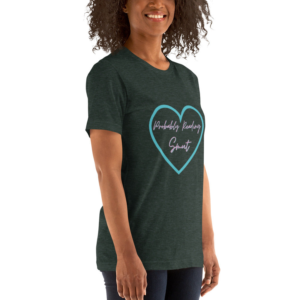 Probably Reading Smut (Pink & Teal) Unisex T-Shirt - The Spinster Librarian Shop