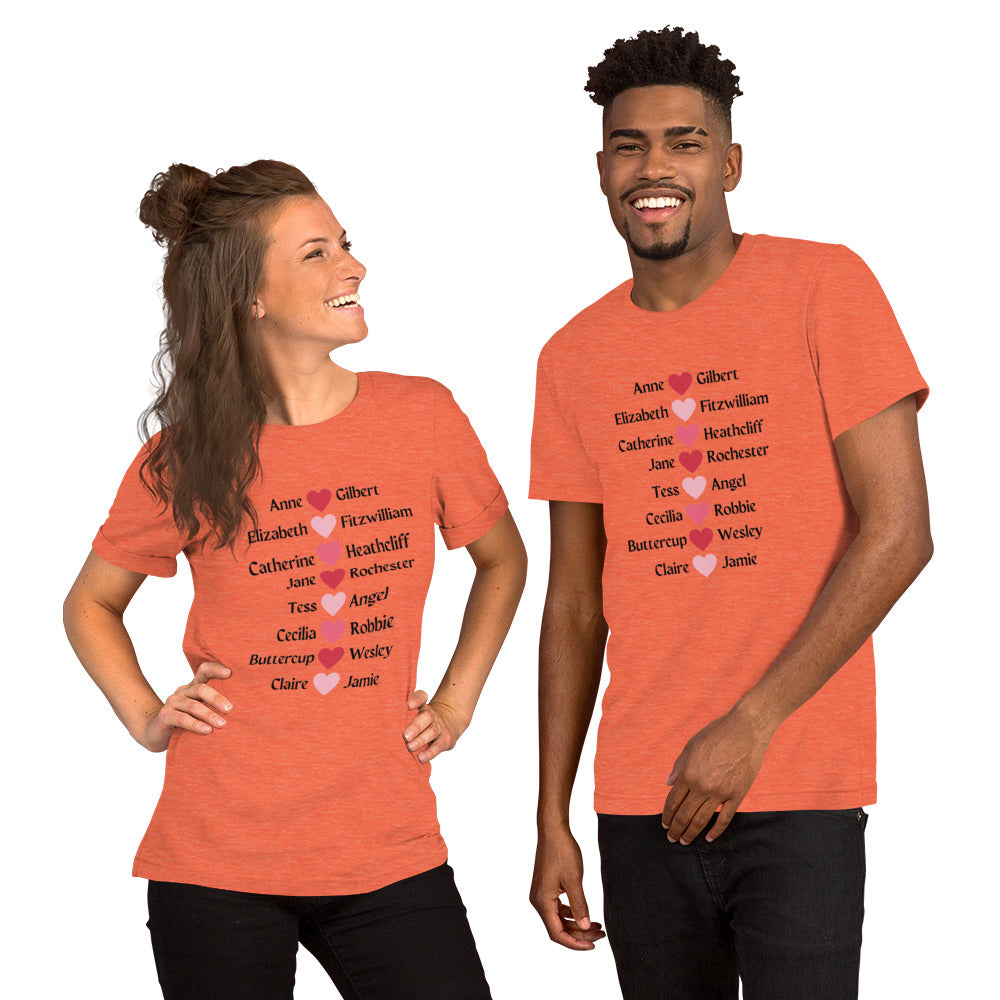 Literary Couples-Straight Unisex T-shirt - The Spinster Librarian Shop