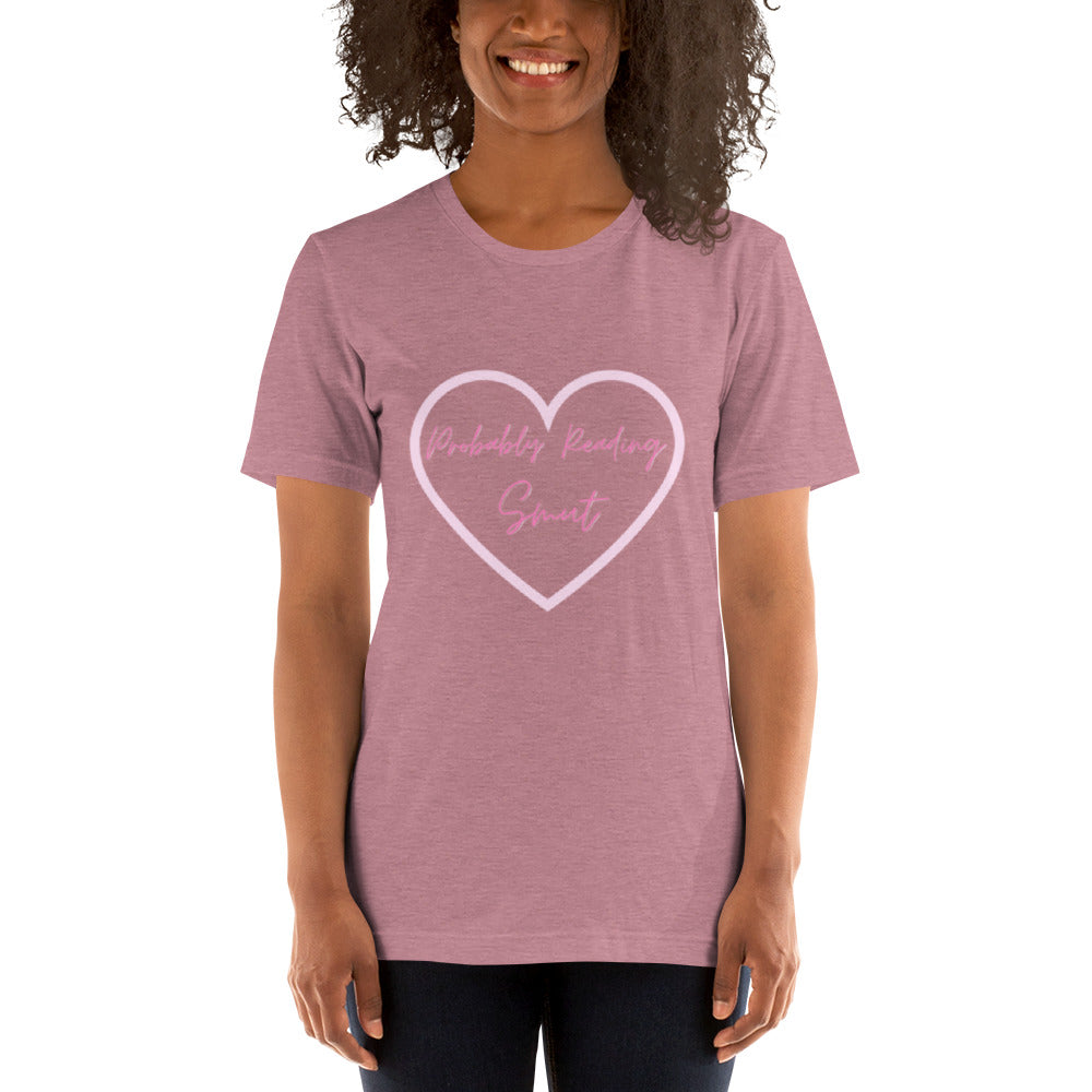 Probably Reading Smut (Pink & Pink) Unisex T-Shirt - The Spinster Librarian Shop