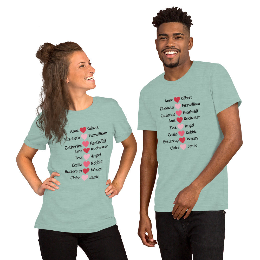 Literary Couples-Straight Unisex T-shirt - The Spinster Librarian Shop