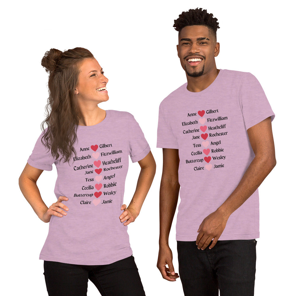 Literary Couples-Straight Unisex T-shirt - The Spinster Librarian Shop