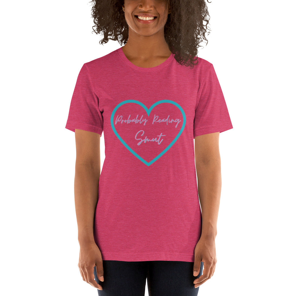 Probably Reading Smut (Pink & Teal) Unisex T-Shirt - The Spinster Librarian Shop