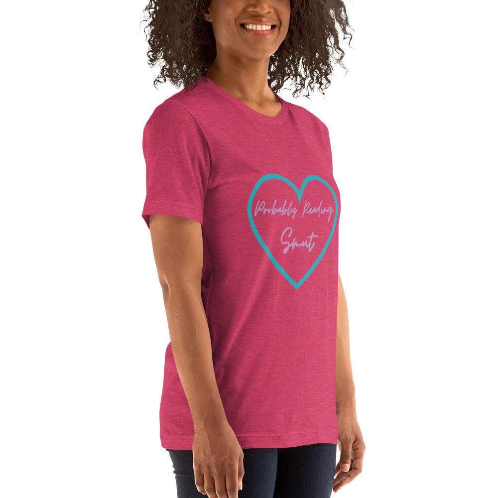 Probably Reading Smut (Pink & Teal) Unisex T-Shirt - The Spinster Librarian Shop