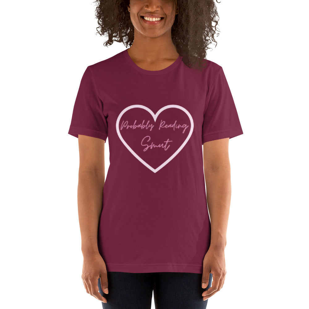 Probably Reading Smut (Pink & Pink) Unisex T-Shirt - The Spinster Librarian Shop