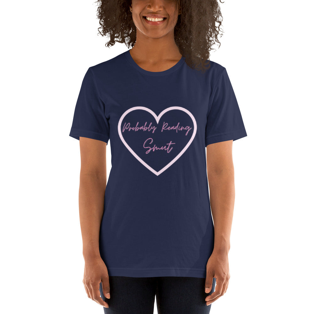 Probably Reading Smut (Pink & Pink) Unisex T-Shirt - The Spinster Librarian Shop
