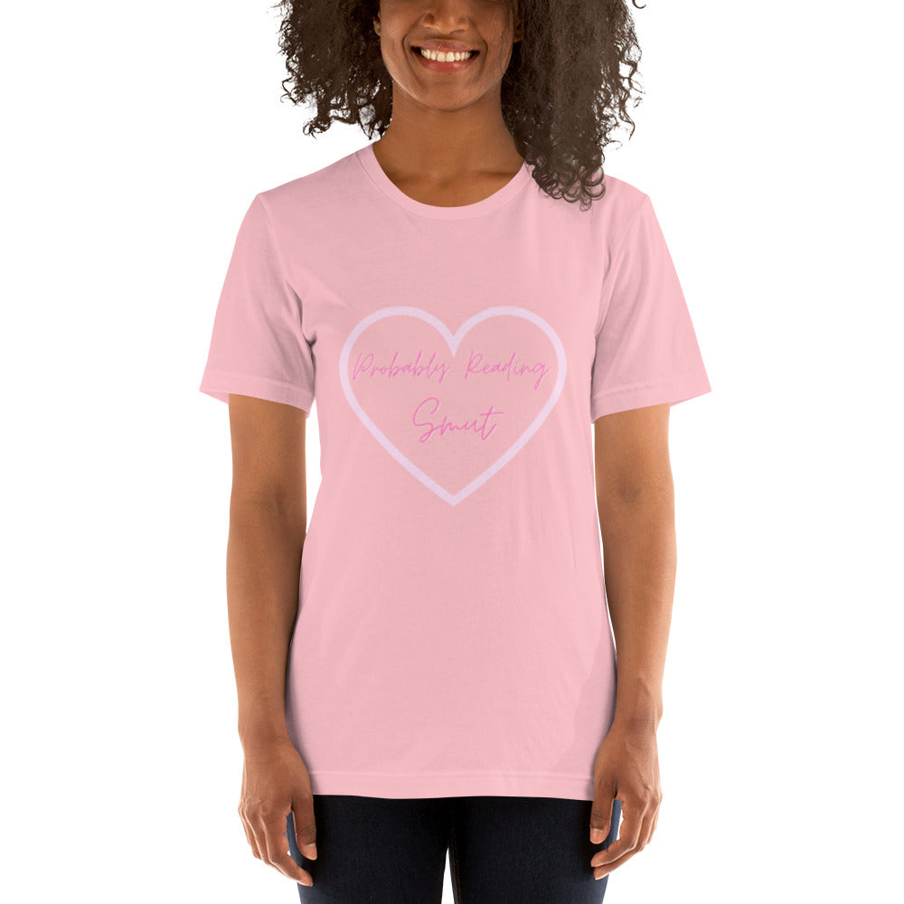 Probably Reading Smut (Pink & Pink) Unisex T-Shirt - The Spinster Librarian Shop