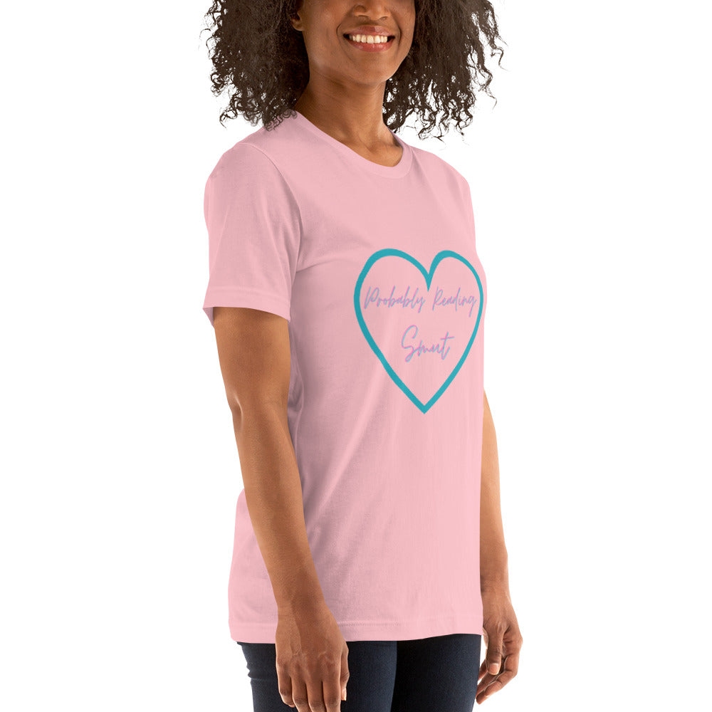 Probably Reading Smut (Pink & Teal) Unisex T-Shirt - The Spinster Librarian Shop