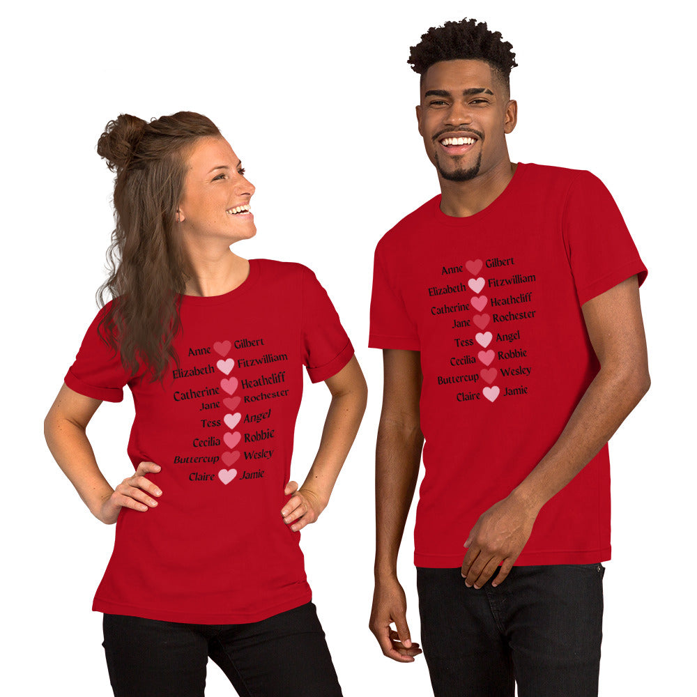 Literary Couples-Straight Unisex T-shirt - The Spinster Librarian Shop