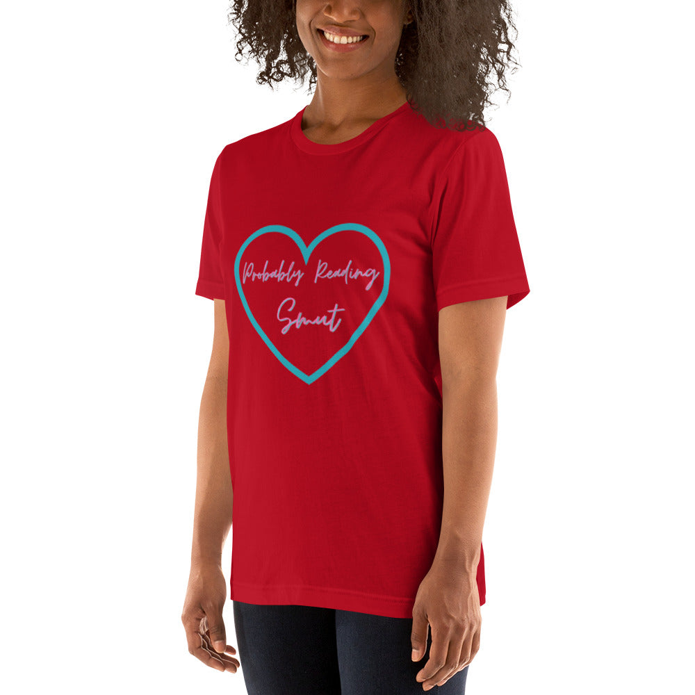 Probably Reading Smut (Pink & Teal) Unisex T-Shirt - The Spinster Librarian Shop