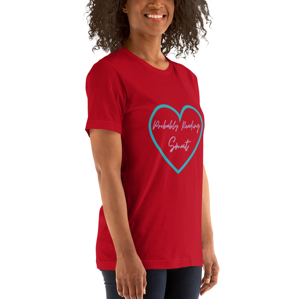Probably Reading Smut (Pink & Teal) Unisex T-Shirt - The Spinster Librarian Shop
