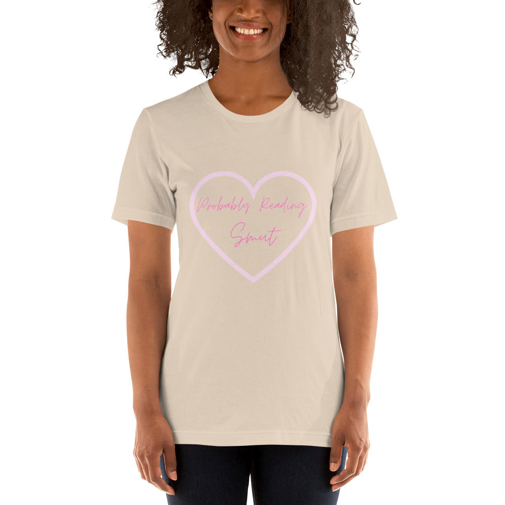 Probably Reading Smut (Pink & Pink) Unisex T-Shirt - The Spinster Librarian Shop