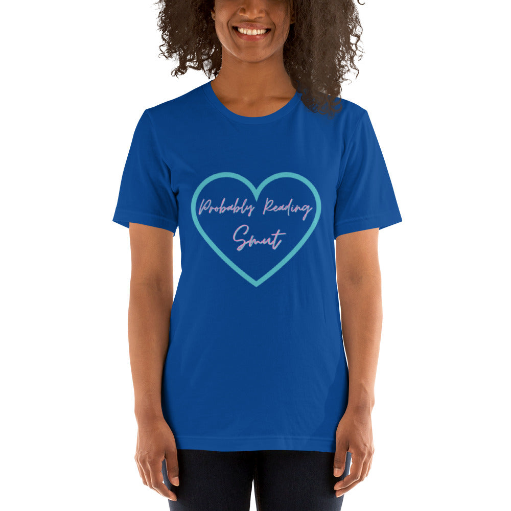 Probably Reading Smut (Pink & Teal) Unisex T-Shirt - The Spinster Librarian Shop