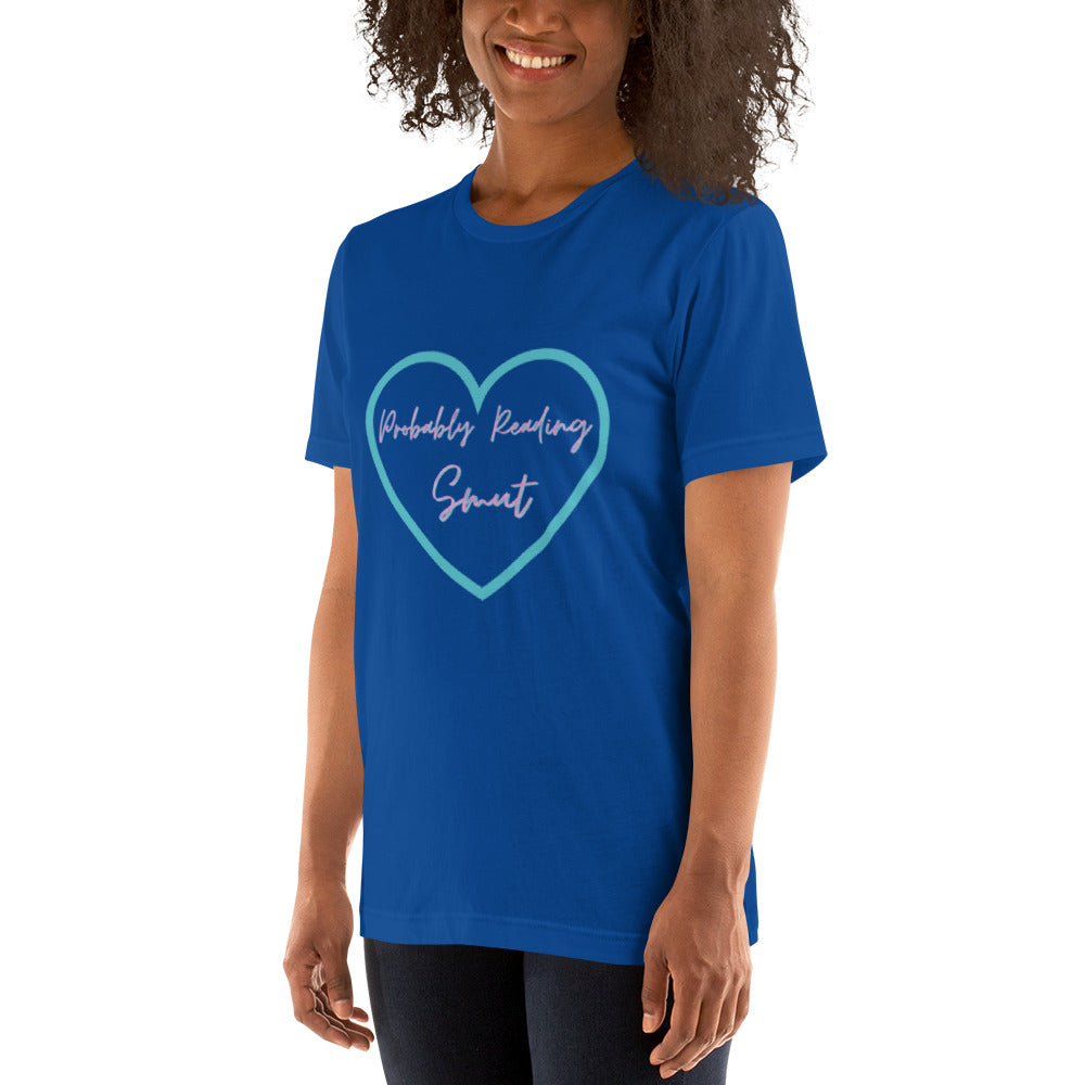 Probably Reading Smut (Pink & Teal) Unisex T-Shirt - The Spinster Librarian Shop