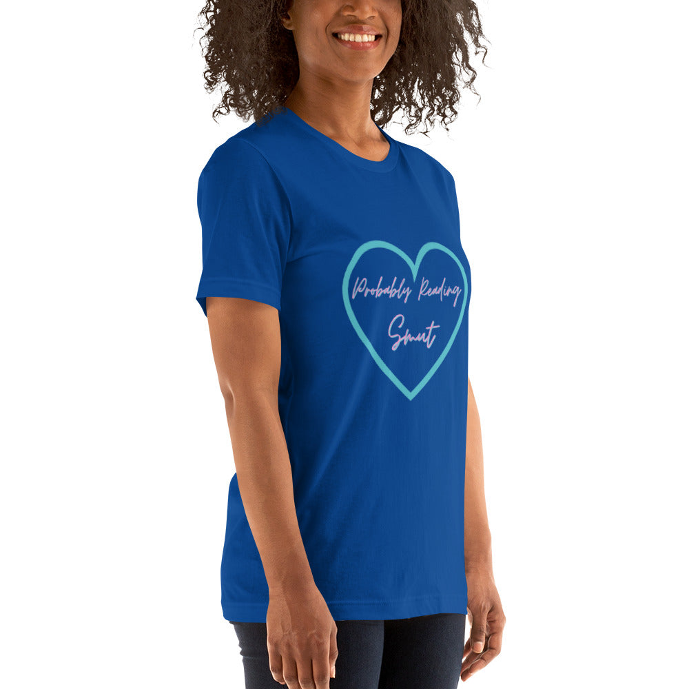 Probably Reading Smut (Pink & Teal) Unisex T-Shirt - The Spinster Librarian Shop
