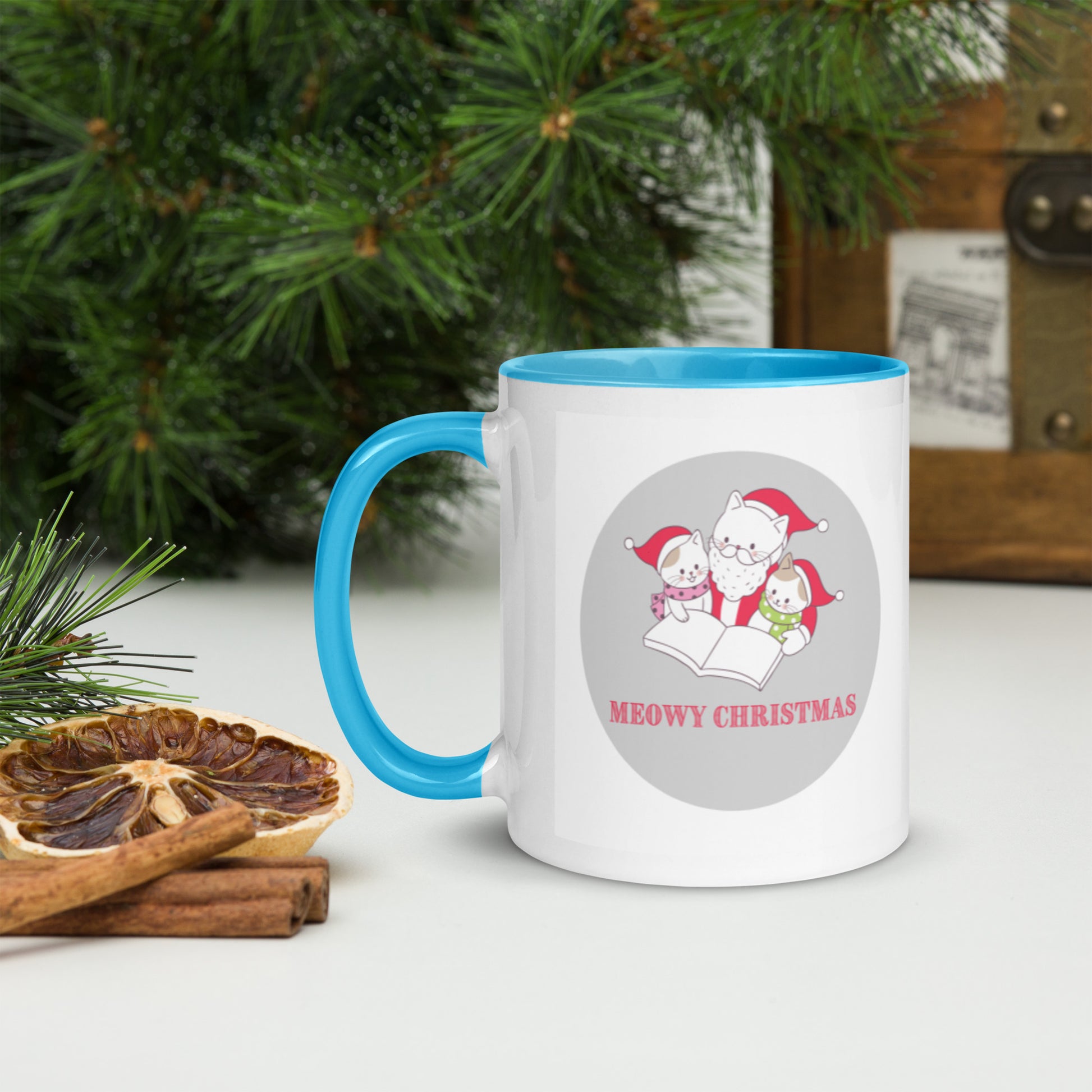 Meowy Christmas Mug with Color Inside-11oz. - The Spinster Librarian Shop