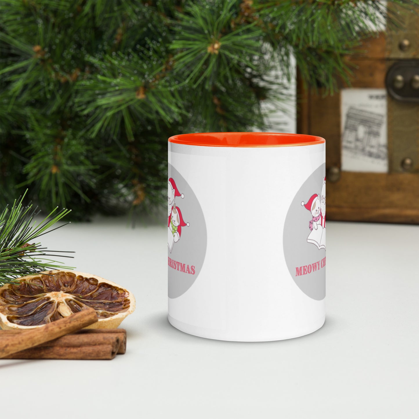 Meowy Christmas Mug with Color Inside-11oz. - The Spinster Librarian Shop