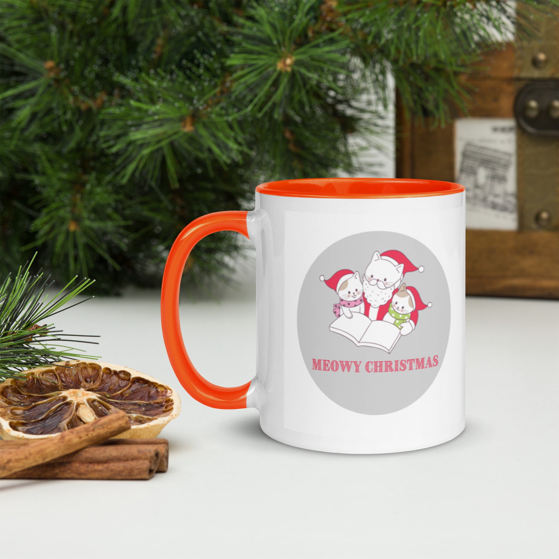 Meowy Christmas Mug with Color Inside-11oz. - The Spinster Librarian Shop