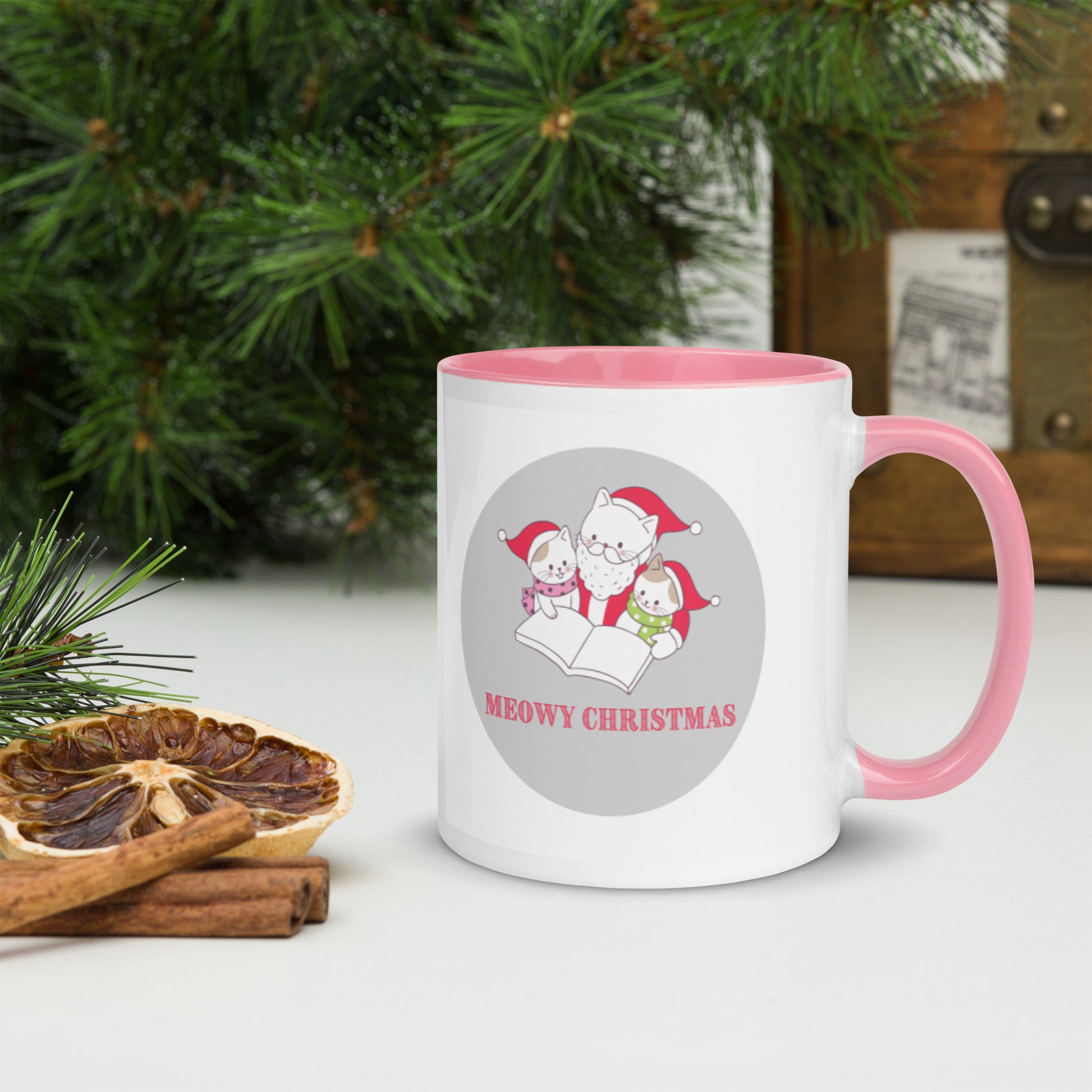 Meowy Christmas Mug with Color Inside-11oz. - The Spinster Librarian Shop